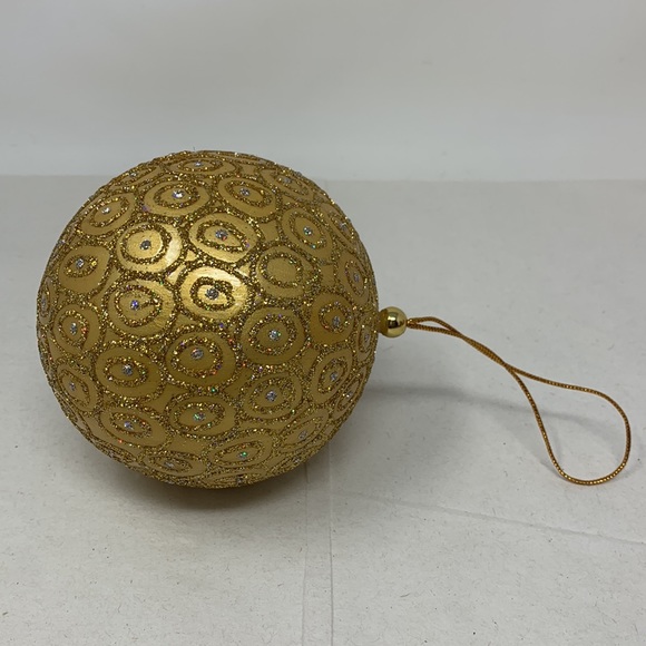 Large round gold glitter Christmas tree ornament decoration vintage decor - Picture 10 of 17